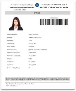ethiopia visa example